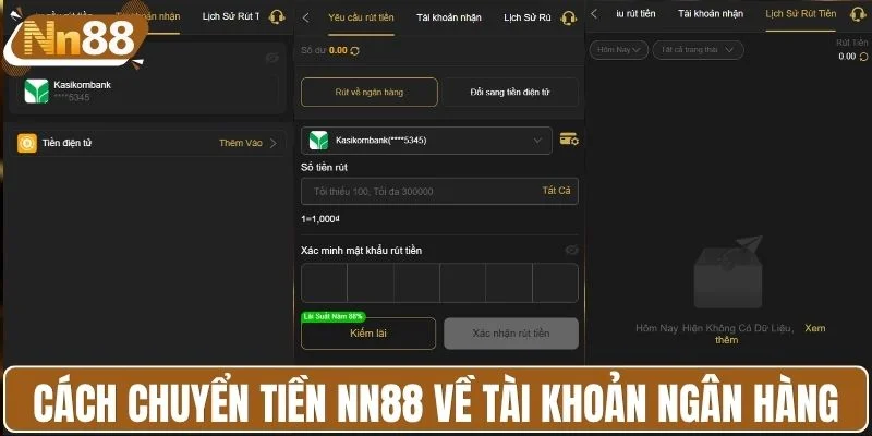 Cách chuyển tiền NN88 về tài khoản ngân hàng